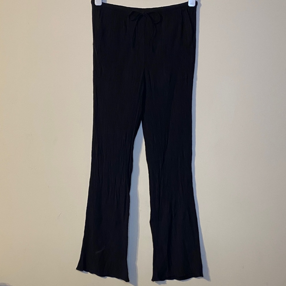 Zara Black Drawing Pockets Flared Pants Size S